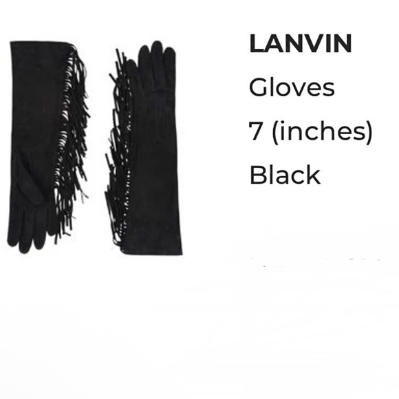 NWT Lanvin Suede Long Gloves, Fringes Sz. 7 - Picture 1 of 8